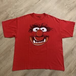 The Muppets Disney Animal Big Face Costume Tee Red T-Shirt Men's 2XL XXL Graphic